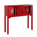 IVANA ROUGE - Console 4 Portes et 3 Tiroirs