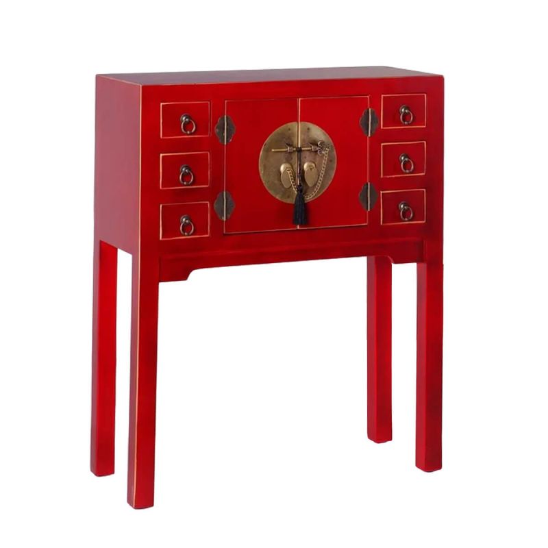 IVANA ROUGE - Console 2 Portes et 6 Tiroirs