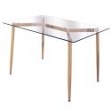 VERANA - Pack Table en Verre + 4 Chaises Gris Chiné Clair