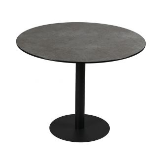 SADA - Table Repas Aspect Céramique Pied Central Anthracite