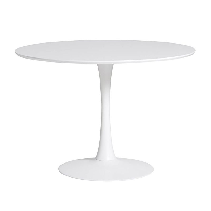 CANTIQUE - Table Ronde 110cm Pied et Plateau Blancs