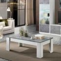 COLEOS - Table Basse L126cm Blanc et Gris Effet Béton