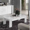 PRAVA - Table Basse L130cm Laquée Blanc et Effet Marbre