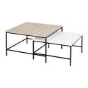 MAGGA - Duo de Tables Basses Carrées Gigognes Effet Chêne Sonoma et Bois Noir