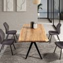 ARCANE - Pack Table 200cm Acacia Massif + 4 Chaises Bi-Matière Anthracite Jasda