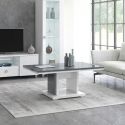 MARIKA - Table Basse Effet Pierre Pied Central Ouvert