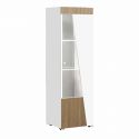 KADALA - Vitrine 1 Porte Droite Laquée Blanc Décor Bois avec Leds