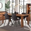 STALONE - Table Repas 195cm Effet Bois Manguier Foncé et Noir