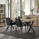 MARCO - Table 230cm Aspect Bois Piètement X Métal Noir