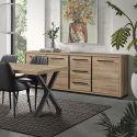 MARCO - Buffet 3 Portes 3 Tiroirs 240cm Aspect Bois