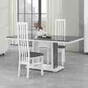 MARIKA - Table Repas 160cm Effet Pierre Pied Central Ouvert