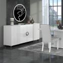 MARIKA - Buffet 4 Portes Laqué Blanc avec Leds