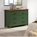 TINA - Commode 3 Tiroirs Bois Ciré coloris Vert