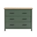 TINA - Commode 3 Tiroirs Bois Ciré coloris Vert