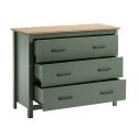 TINA - Commode 3 Tiroirs Bois Ciré coloris Vert