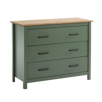 TINA - Commode 3 Tiroirs Bois Ciré coloris Vert