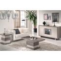 AUXANE - Ensemble Table Basse + Table d'Appoint + Buffet 3P Led Gris Metallisé et Mat