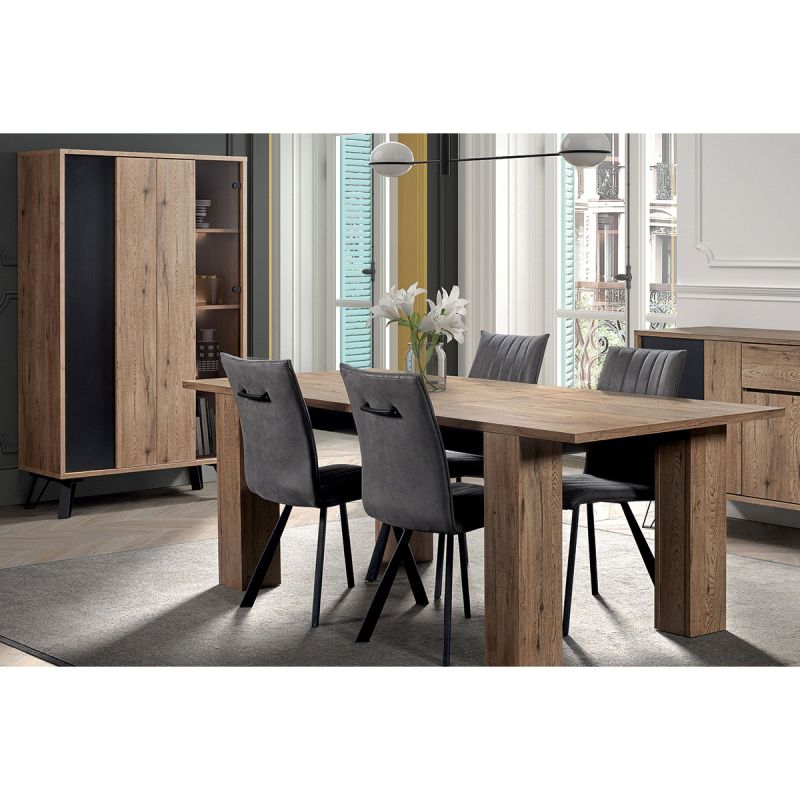 CARSON - Ensemble Argentier + Table Allongeable 180-230cm