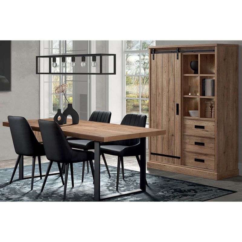 CEDRA - Ensemble Industriel Argentier + Table 200cm Piètement U