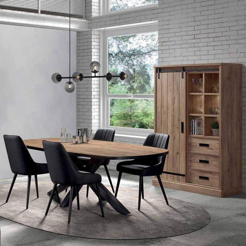 CEDRA - Ensemble Industriel Argentier + Table Ovale 200cm