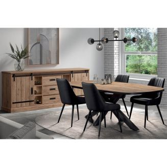 CEDRA - Ensemble Industriel Buffet + Table Ovale 200cm