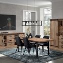 CEDRA - Ensemble Séjour Industriel Complet avec Table 170cm Piètement U