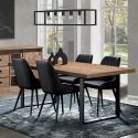 CEDRA - Table 200cm Aspect Bois Piètement U Métal Poudré Noir