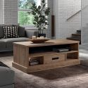 CEDRA - Table Basse Industrielle 1 Tiroir 3 Niches