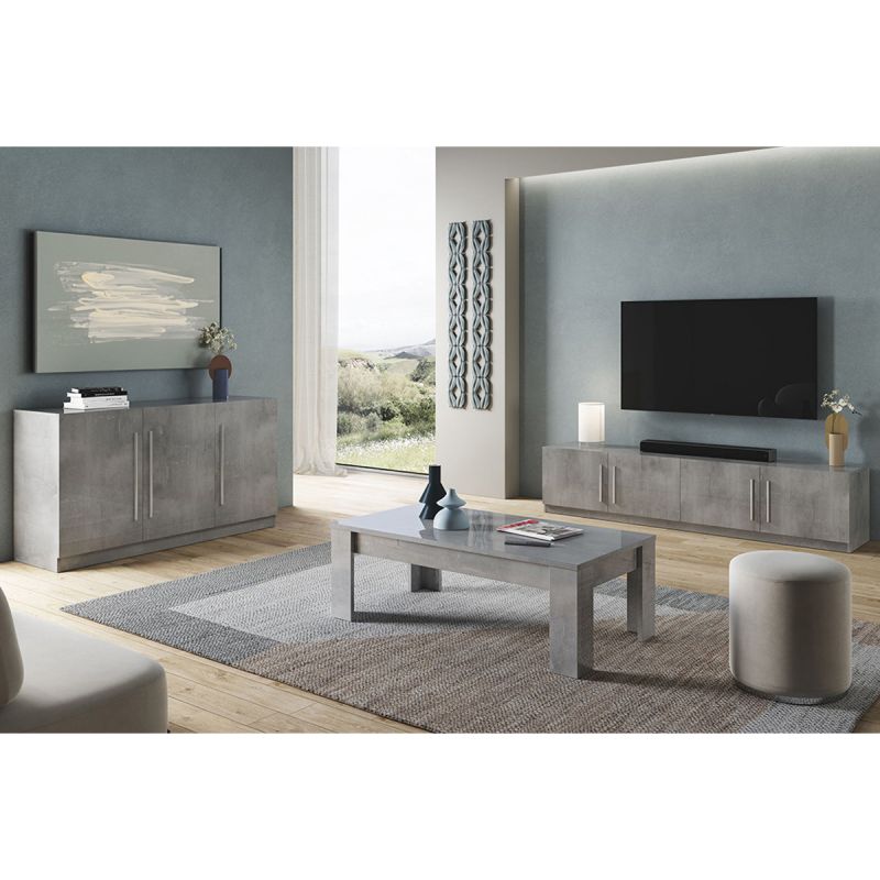 CLARK - Ensemble Salon Effet Marbre Meuble TV + Buffet + Table Basse