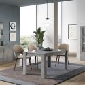 CLARK - Ensemble Séjour Effet Marbre Table 190cm + Buffet 4 Portes