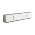 CLARK - Ensemble Salon Blanc et Marbre Meuble TV + Buffet + Table Basse