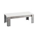 CLARK - Ensemble Salon Blanc et Marbre Meuble TV + Buffet + Table Basse