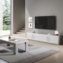 CLARK - Ensemble Salon Blanc et Marbre Meuble TV + Table Basse