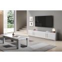 CLARK - Ensemble Salon Blanc et Marbre Meuble TV + Table Basse