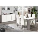 CLARK - Ensemble Séjour Blanc et Marbre Table 160cm + Buffet 3 Portes