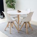 GRAM - Table Repas Ronde 105cm Naturelle et Blanche