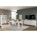 DENAE - Ensemble Séjour Complet Laqué Blanc Brillant Table 160cm + Buffet + Vitrine Leds