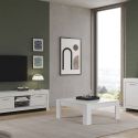 DENAE - Ensemble Salon Séjour Laqué Blanc Brillant Meuble TV + Buffet 3 Portes + Table 100cm