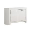 DENAE - Ensemble Salon Séjour Laqué Blanc Brillant Meuble TV + Buffet 2 Portes + Table 100cm