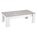 DENAE - Ensemble Salon Complet Blanc et Gris Marbré Meuble TV + Table Basse + Vitrines Leds