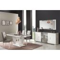 DENYS - Buffet 4 Portes Laqué Blanc et Effet Bois Taupe