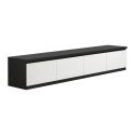 DEYTON - Ensemble Salon Laqué Noir et Blanc Meuble TV 4 Portes + Table Basse 127cm