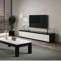 DEYTON - Ensemble Salon Laqué Noir et Blanc Meuble TV 4 Portes + Table Basse 138cm