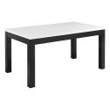 DEYTON - Ensemble Séjour Complet Laqué Noir et Blanc Table 138cm + Buffet + Vitrine avec Leds