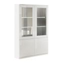 DEYTON - Ensemble Séjour Complet Laqué Blanc Table 190cm + Buffet + Vitrine avec Leds