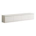 DEYTON - Ensemble Salon Laqué Blanc Meuble TV 4 Portes + Table Basse Carrée + Buffet