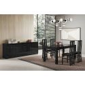 DEYTON - Ensemble Séjour Laqué Noir Table 190cm + Buffet 3 Portes