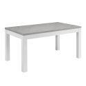 DEYTON - Ensemble Séjour Complet Blanc et Gris Marbré Table 190cm + Buffet + Vitrine avec Leds