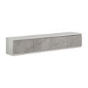 DEYTON - Ensemble Salon Blanc et Gris Marbré Meuble TV 4 Portes + Table Basse Carrée + Buffet