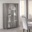 DITA - Vitrine 2 Portes Aspect Noyer Gris Foncé